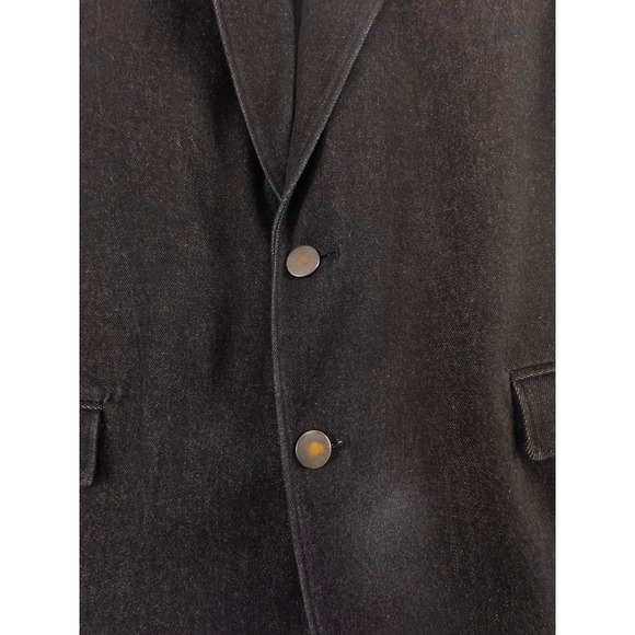 Vtg Circle S Men 42R Western Rockabilly Denim Blazer Jacket Black Solid Denim